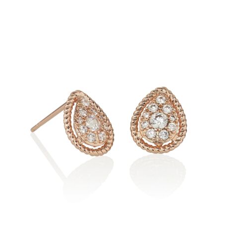 Rose Gold Teardrop Earrings with Cubic Zirconia