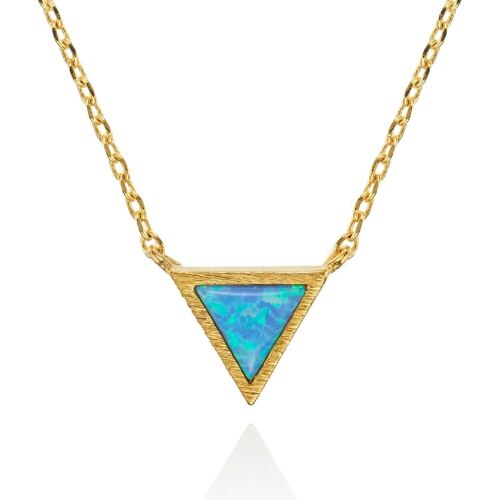 Gold Triangle Opal Pendant Necklace