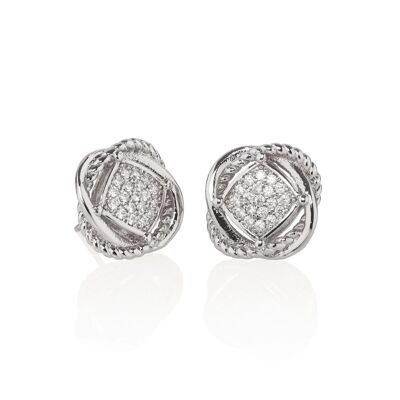 Knot Stud Earrings Set with Cubic Zirconia