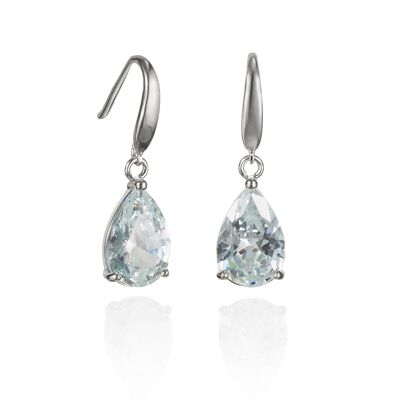 Boucles d'oreilles pendantes poire avec oxyde de zirconium blanc