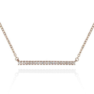 Rose Gold Bar Pendant Necklace with Cubic Zirconia