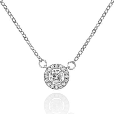 Halo Pendant Necklace with Cubic Zirconia