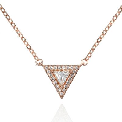 Collier pendentif trillion en or rose avec zircon cubique