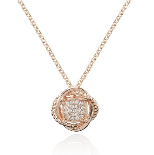 Rose Gold Knot Pendant Necklace with Cubic Zirconia