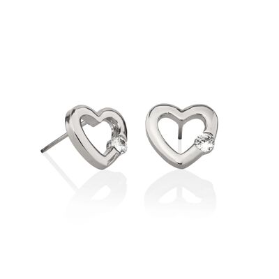 Orecchini a bottone Love Heart con Cubic Zirconia