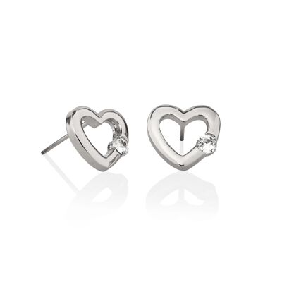 Love Heart Stud Earrings with Cubic Zirconia