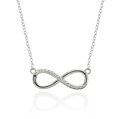 Sterling Silver Infinity Necklace with Cubic Zirconia