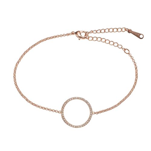 Rose Gold Circle Bracelet with Cubic Zirconia