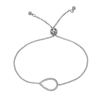Adjustable Silver Pear Bracelet with Cubic Zirconia