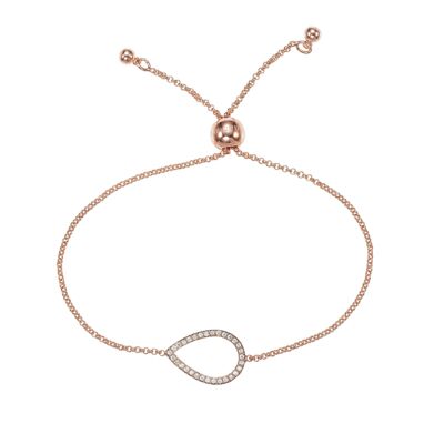 Pulsera Pera de Oro rosa con Zirconia Cúbica