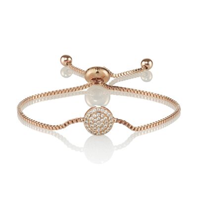 Rose Gold Celestial Disc Bracelet with Cubic Zirconia