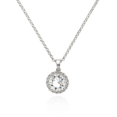 Halo Drop Pendant Necklace with Swarovski Crystals