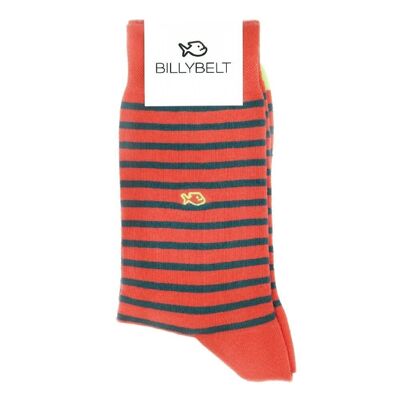 Wide Striped Cotton Socks Red / English Green