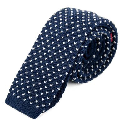 Navy and white knit tie