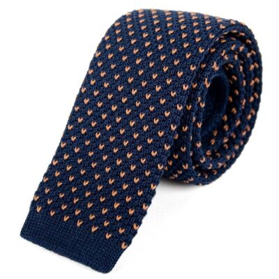 Navy and camel knit tie