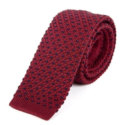 Burgundy and blue knit tie