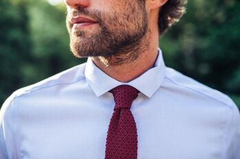 Cravate tricot Bordeaux et bleu 3