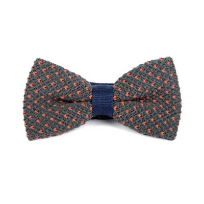 Gray and Orange knit bow tie