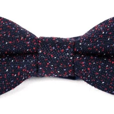 Navy and red wool bow tie