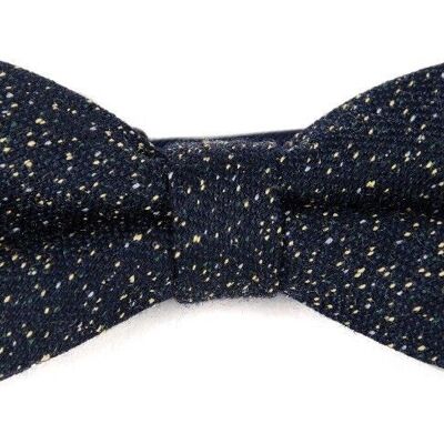 Navy and yellow wool bow tie