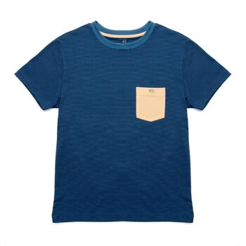 T-shirt rayé bleu/beige en coton biologique 1
