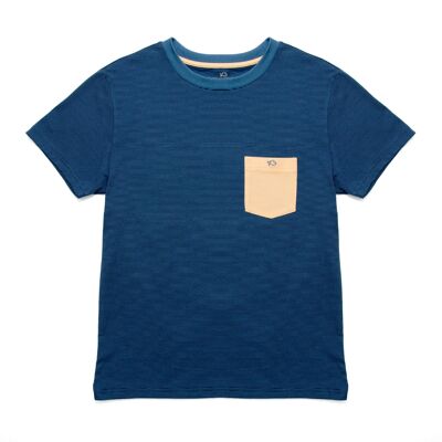 Camiseta de rayas azul/beige de algodón orgánico