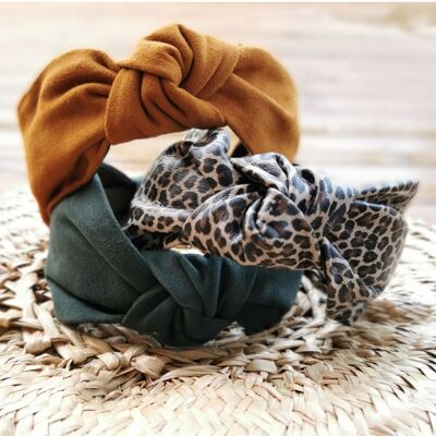 Leather headband leopard