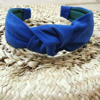 Leather headband electic blue