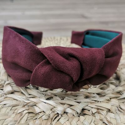 Leather headband burgundy