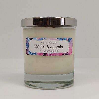 Bougie naturelle a la cire de soja parfum : "Cedre et Jasmin"