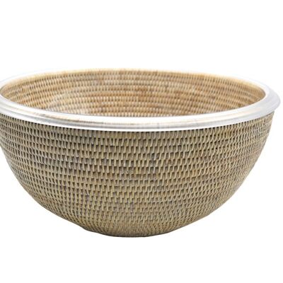 Large Lunch XL bowl in white limed rattan