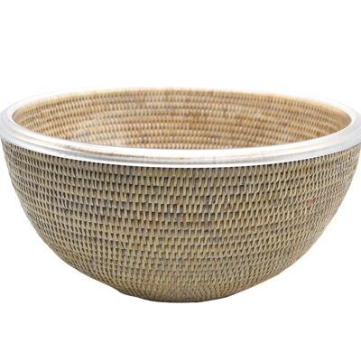 Large Lunch XL bowl in white limed rattan