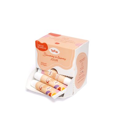 White peach lip balms: Dispenser 12 units