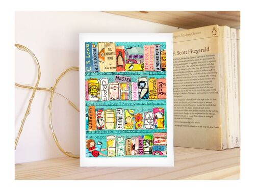 Book Art Card - literary bookcase card