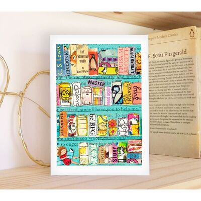 Book Art Card - literary bookcase card