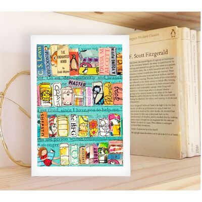 Book Art Card - literary bookcase card