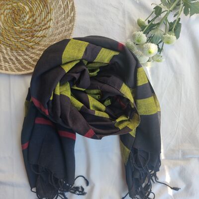 Black Stripe Cotton Scarf