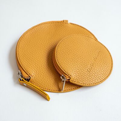 MAO the round mustard leather purse