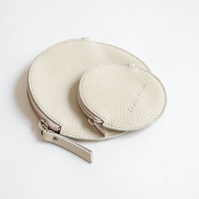 MAO the round purse in cream leather