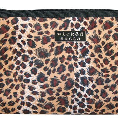 Cheetah Soft Sided Flat Purse Cosmetic Bag