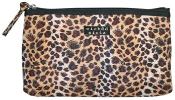 Cheetah Sac à cosmétiques plat à côtés souples