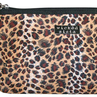 Cheetah Soft Sided Flat Purse Cosmetic Bag