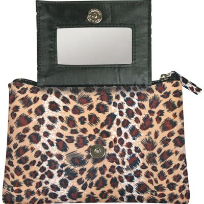 Cheetah Flat Purse cosmetic case with mirror