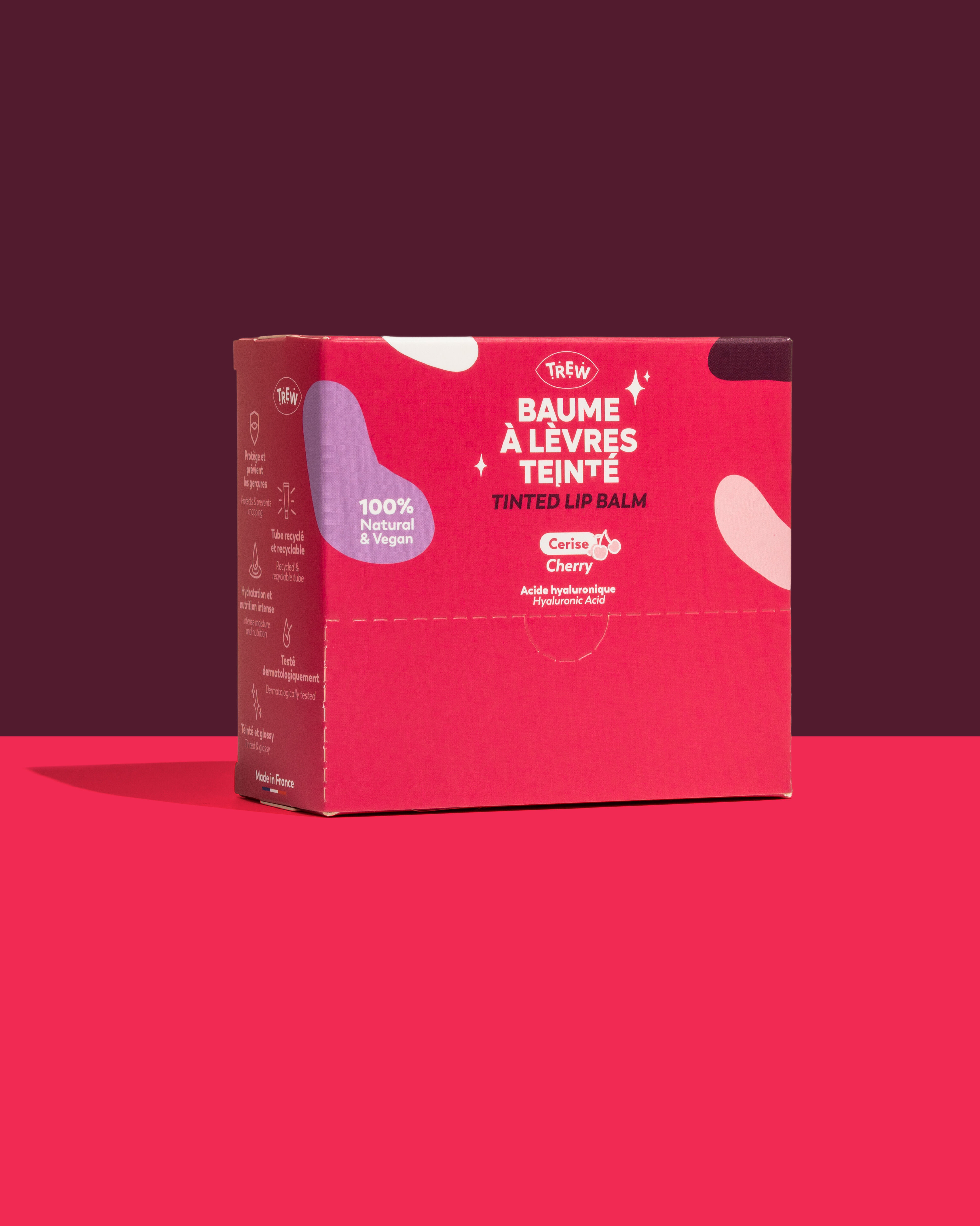 Cherry flavor tinted lip balm: Dispenser box of 12