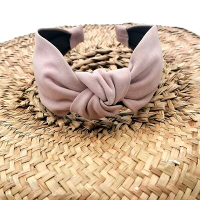 Bandeau cuir - dentelle rose