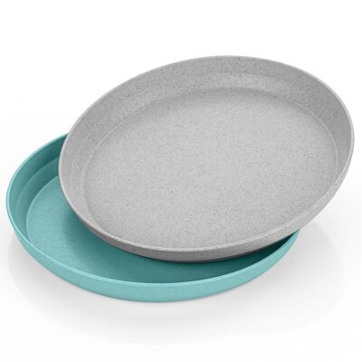 Assiette de culture, 2 pièces, bleu / gris