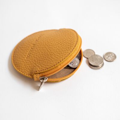 MINI MAO the round mustard leather purse