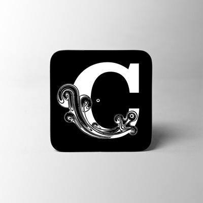 Black Letter C Alphabet Coaster