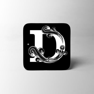 Black Letter D Alphabet Coaster