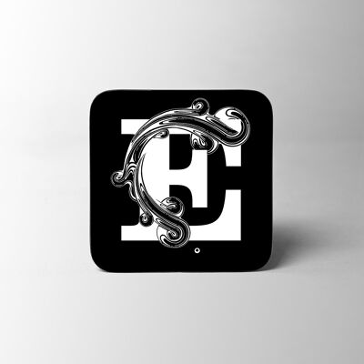 Black Letter E Alphabet Coaster